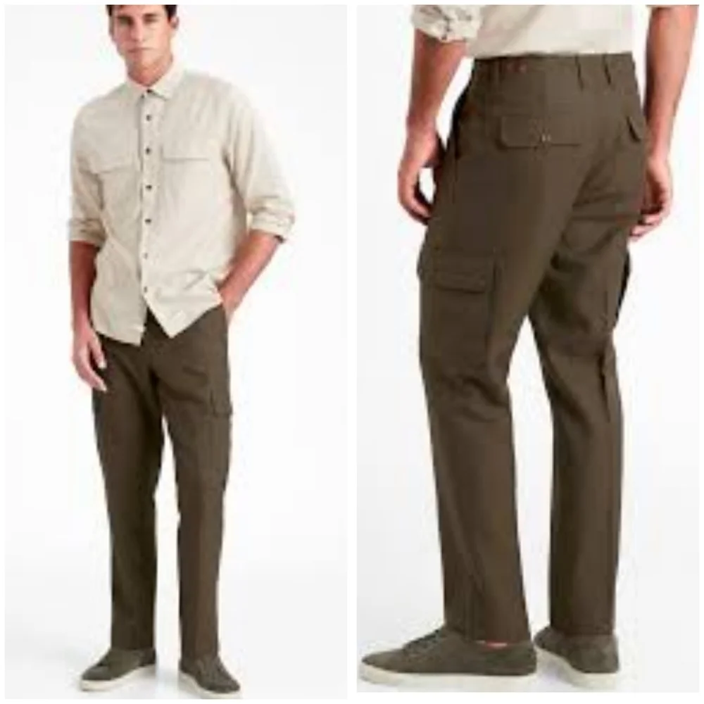 Banana Republic Men's Heritage Vintage Wool Military Olive Green Tapered Cargo